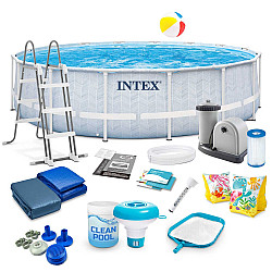 Басейн каркасний 17в1 INTEX 26746, 488 х 122 см, біло-синій