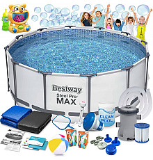 Басейн каркасний 17в1 Bestway 56595 427 х 84 см з машинкою для мильних бульбашок