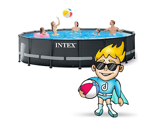 Басейн каркасний 11в1 INTEX 26326GN, 488 х 122 см, темно-сірий