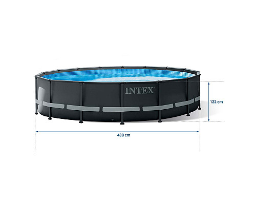 Басейн каркасний 11в1 INTEX 26326GN, 488 х 122 см, темно-сірий