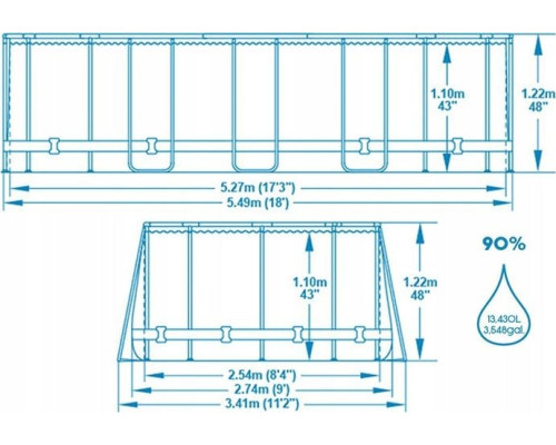 Басейн каркасний Bestway Bestway 56716 549x274x122 см - світло - сірий