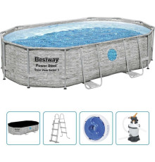 Басейн каркасний овальний Bestway Power Steel 488x305x107 см, сірий 