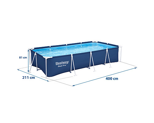 Басейн каркасний прямокутний 15в1 Bestway 56405N 400 x 211 x 81 см