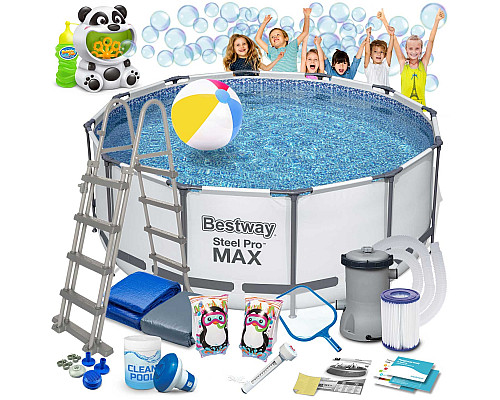 Басейн каркасний 18в1 Bestway 56420, 366 x 122 см + машина для створення бульбашок Басейн каркасний 18в1 Bestway 56420, 366 x 122 см + машина для створення бульбашок