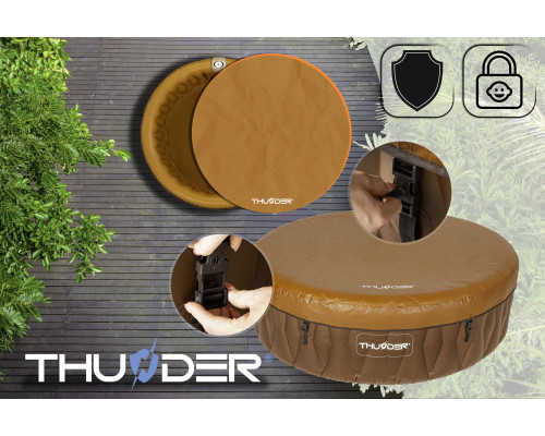 Надувне садове джакузі THUNDER MOCHA + сірі меблі з ротанга – 8 шт