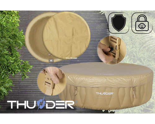 Садове надувне джакузі THUNDER LATTE + сірі меблі з ротанга – 8 шт