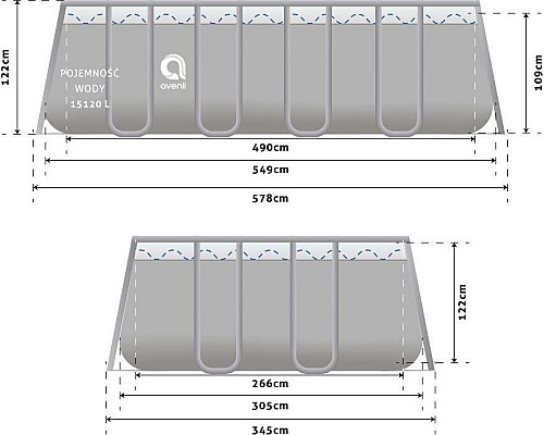 Басейн каркасний прямокутний 18в1 Avenli Garden 549x305x122 см KIT - сірий