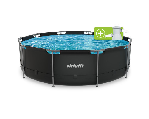 Басейн каркасний VIRTUFIT з фільтрувальним насососм 366 х 100 см, антрацитовий