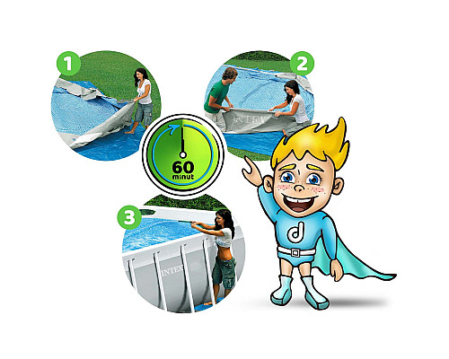 Басейн каркасний овальний 21в1 INTEX 26798, 610 x 305 x 122 см, сірий