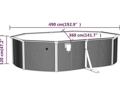 Басейн каркасний овальний vidaXL 490 x 360 x 120 см, білий + драбина Басейн каркасний овальний vidaXL 490 x 360 x 120 см, білий + драбина