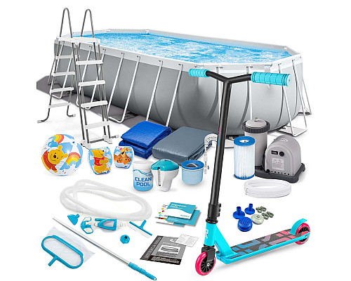 Басейн каркасний овальний 21в1 INTEX 26798, 610 x 305 x 122 см  + самокат