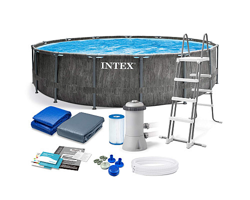 Басейн каркасний 12в1 INTEX 26742, 457 x 122 см, темно-сірий