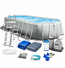 Басейн каркасний овальний 12в1 INTEX 26798, 610 x 305 х 122 см, сірий