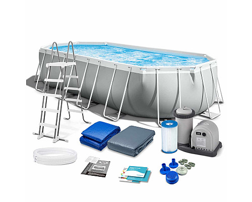Басейн каркасний овальний 12в1 INTEX 26798, 610 x 305 х 122 см, сірий