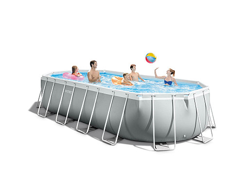 Басейн каркасний овальний 18в1 INTEX 26798, 610 x 305 x 122 см, сірий