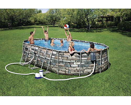 Басейн каркасний овальний Bestway Power Steel Swim, 610 x 366 x 122 см