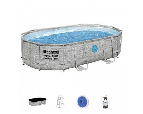 Басейн Power Steel Swim Vista з вікном 488x305x107 16x10FT BESTWAY 6in1 + пісочний насос