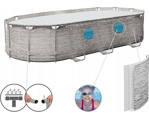 Басейн каркасний овальний 7в1 Bestway Power Steel Swim Vista з вікном 549 x 274 x 122 см