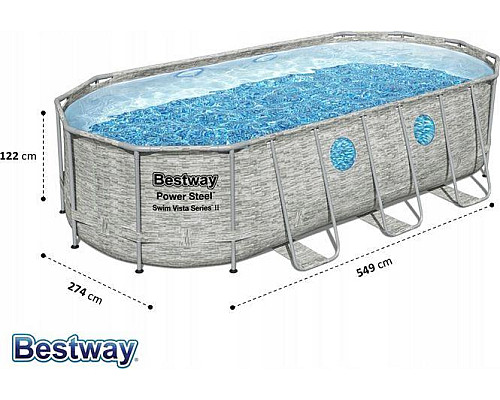 Басейн каркасний овальний 7в1 Bestway Power Steel Swim Vista з вікном 549 x 274 x 122 см