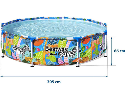 Басейн каркасний дитячий Світ тварин BESTWAY Steel Pro Frame 305x66см 10FT