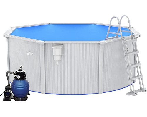 Басейн каркасний vidaXL 360 x 120 см,  білий + насос з пісочним фільтром + драбина