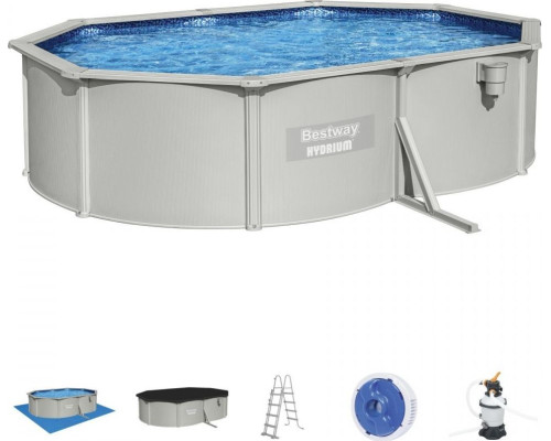Басейн каркасний овальний 10в1 Bestway 56586 Hydrium 500 x 360 см, світло-сірий Басейн каркасний овальний 10в1 Bestway 56586 Hydrium 500 x 360 см, світло-сірий