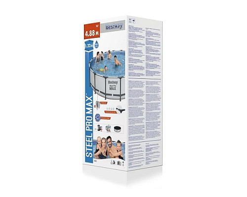 Басейн каркасний 5в1 BESTWAY Steel Pro MAX 488x122 см + драбина + кришка