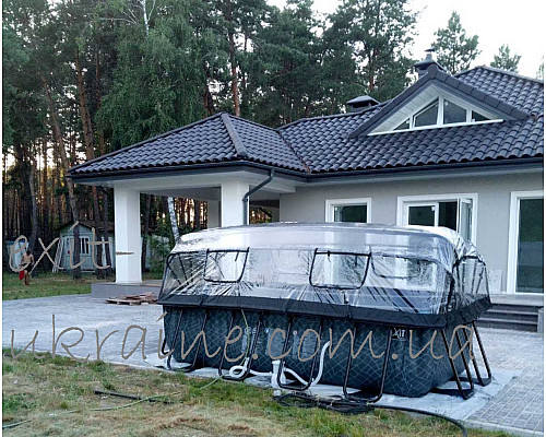 Басейн каркасний прямокутний EXIT з куполом 400x200х100 см + картридж Басейн каркасний прямокутний EXIT з куполом 400x200х100 см + картридж
