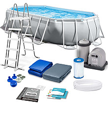 Басейн каркасний овальний 12в1 INTEX 26796, 503 x 274 x 122 см, сірий