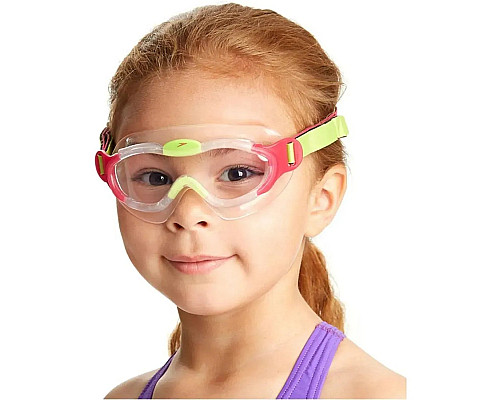 Окуляри-маска для плавання Speedo SEA SQUAD MASK JU, рожево-зелені