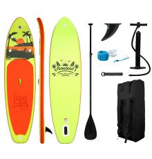 Zestaw Deska SUP Paddleboard do Pływania 7w1 Żółta KUBISPORT 335x84x15 cm
