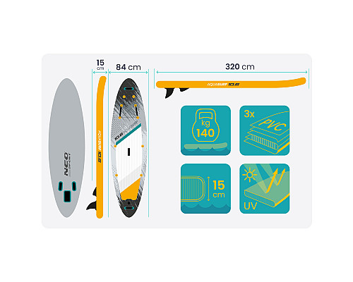 Надувна SUP дошка (Сапборд) Neo-Sport 170205 Aquasurf 320 х 84 х 15 см