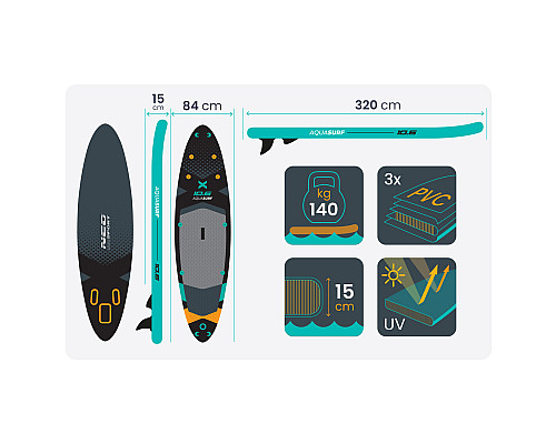 Надувна SUP дошка (Сапборд) Neo-Sport 170207 Aquasurf 320 х 84 х 15 см