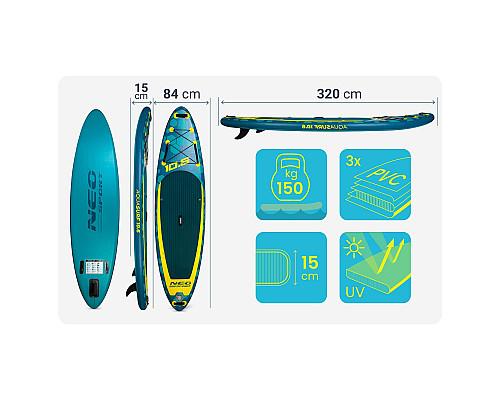 Надувна SUP дошка (Сапборд) Neo-Sport 170213 Aquasurf 320 х 84 х 15 см