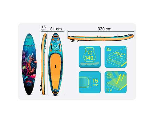 Надувна SUP дошка (Сапборд) Neo-Sport 170214 Aquasurf 320 х 84 х 15 см