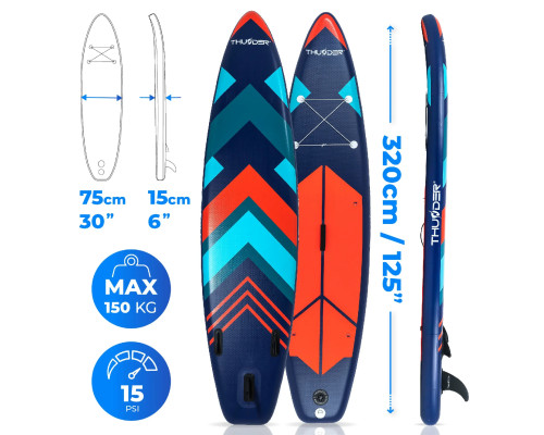 Надувна SUP дошка (Сапборд) THUNDER STRIPES 320