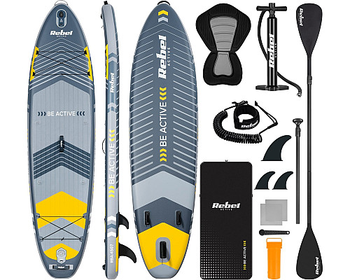 Надувна SUP дошка (Сапборд) REBEL ACTIVE RBA-4507 335 сіро-жовта