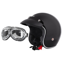 Мотоциклетний шолом W-TEC з окулярами Ageless - розмір M (57-58) / чорний блиск
