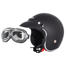 Мотоциклетний шолом W-TEC з окулярами Ageless -  розмір XL (61-62), чорний матовий