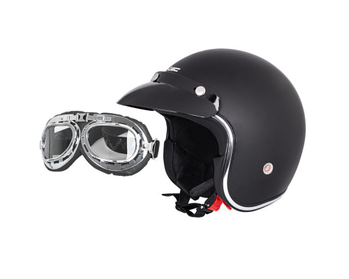 Мотоциклетний шолом W-TEC з окулярами Ageless -  розмір XL (61-62), чорний матовий
