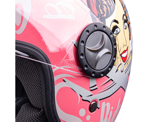 Шолом для скутера W-TEC FS-701PG Pink Life - рожево-білий / S (55-56)