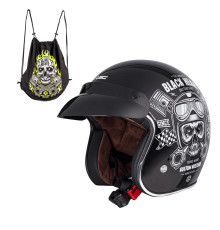 Мотоциклетний шолом W-TEC Kustom Black Heart - розмір XXL(63-64)/чорний блиск