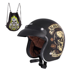 Мотоциклетний шолом W-TEC Kustom Black Heart - розмір XXL(63-64)/матовий чорний/skull horn