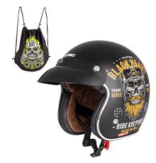 Мотоциклетний шолом W-TEC Kustom Black Heart - розмір XS(53-54)/матовий чорний/ride culture