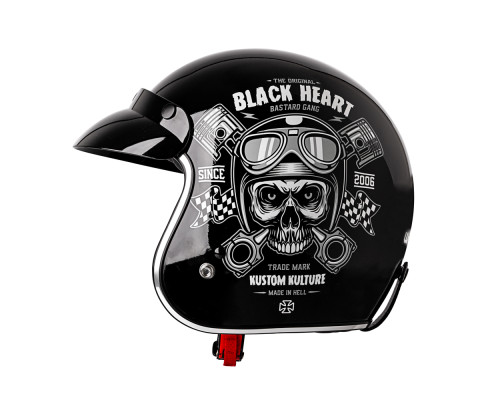Мотоциклетний шолом W-TEC Kustom Black Heart - розмір XL(61-62)/чорний блиск