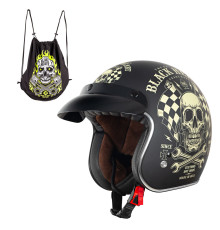 Мотоциклетний шолом W-TEC Kustom Black Heart - розмір S (55-56)/матовий чорний