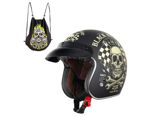 Мотоциклетний шолом W-TEC Kustom Black Heart - розмір S (55-56)/матовий чорний