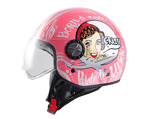 Шолом для скутера W-TEC FS-701PF Pink Life - рожево-білий / L (59-60)