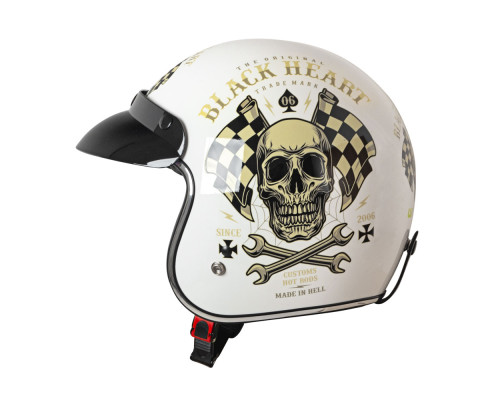 Мотоциклетний шолом W-TEC Kustom Black Heart - розмір XS (53-54)/білий блиск