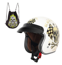 Мотоциклетний шолом W-TEC Kustom Black Heart - розмір M(57-58)/білий блиск